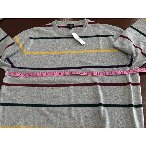 NWT J.Crew 100% Cashmere Crewneck Sweater Grey Stripe BM092 Mens Size XL $168 - Picture 8 of 12